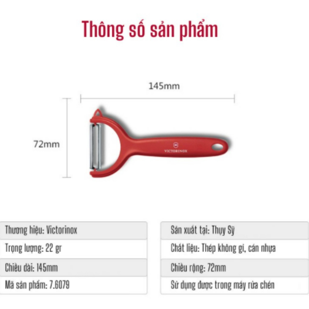 Nạo rau củ Victorinox lưỡi thẳng inox không gỉ [Nhập Đức]