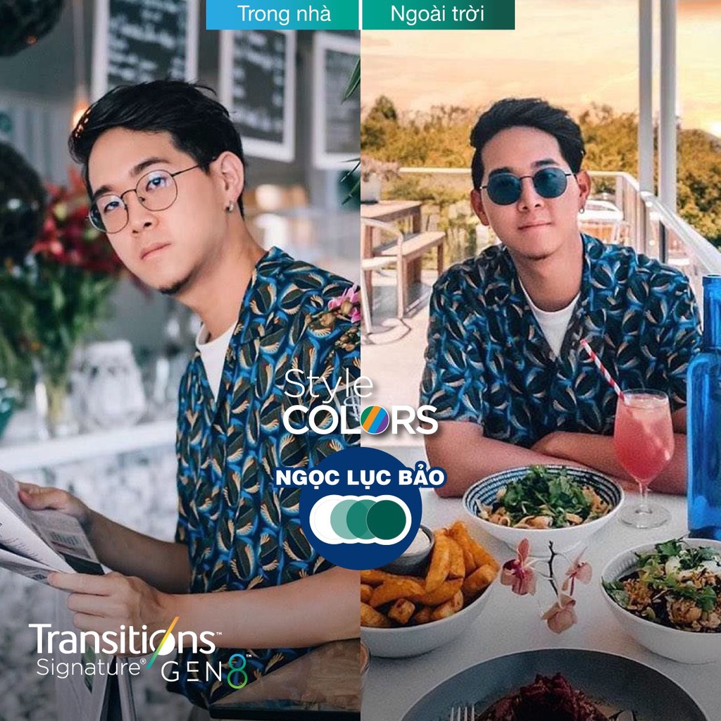 Tròng Kính Đổi Màu Essilor 1.50 SPH Transitions Style Colors Gen8 chính hãng Pháp