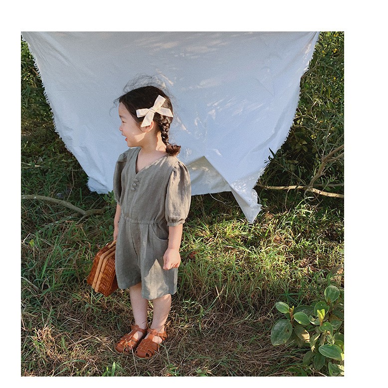 Jumsuit Cotton Mát Mẻ Kiểu Hàn Quốc Cho Bé Gái