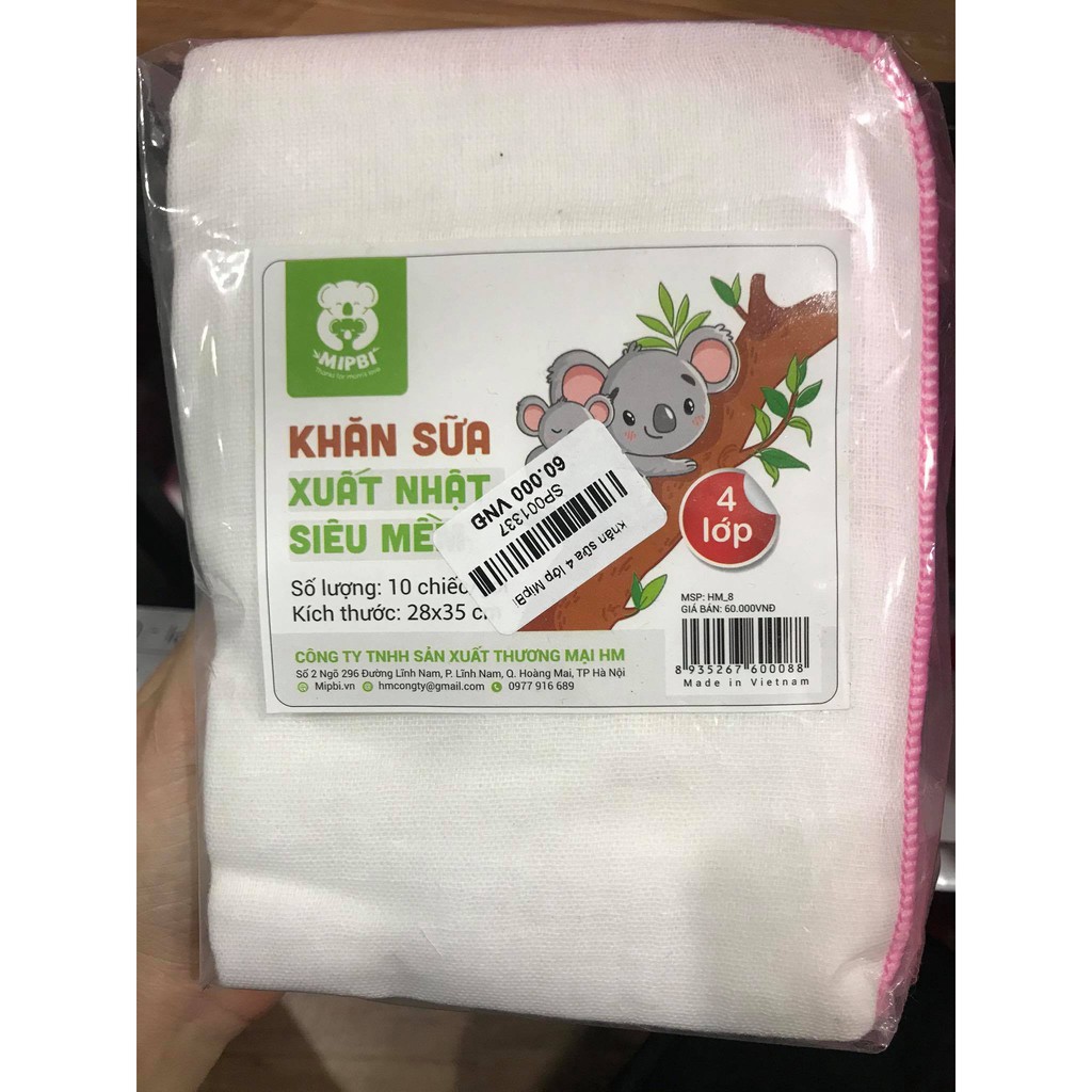 khăn sữa mipbi 2-3-4 lớp