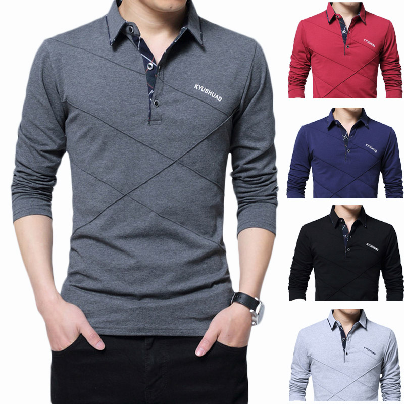 Áo thun polo BEFOYI vải cotton 95& tay dài in sọc thời trang nam tính size M-5XL