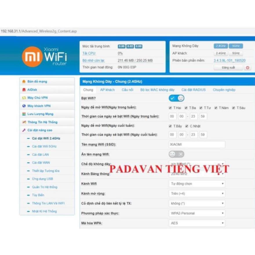Phát WIFI XIAOMI GEN 3 Router chuẩn AC [ Tiếng Việt ] tốc độ cao Rom PADAVAN