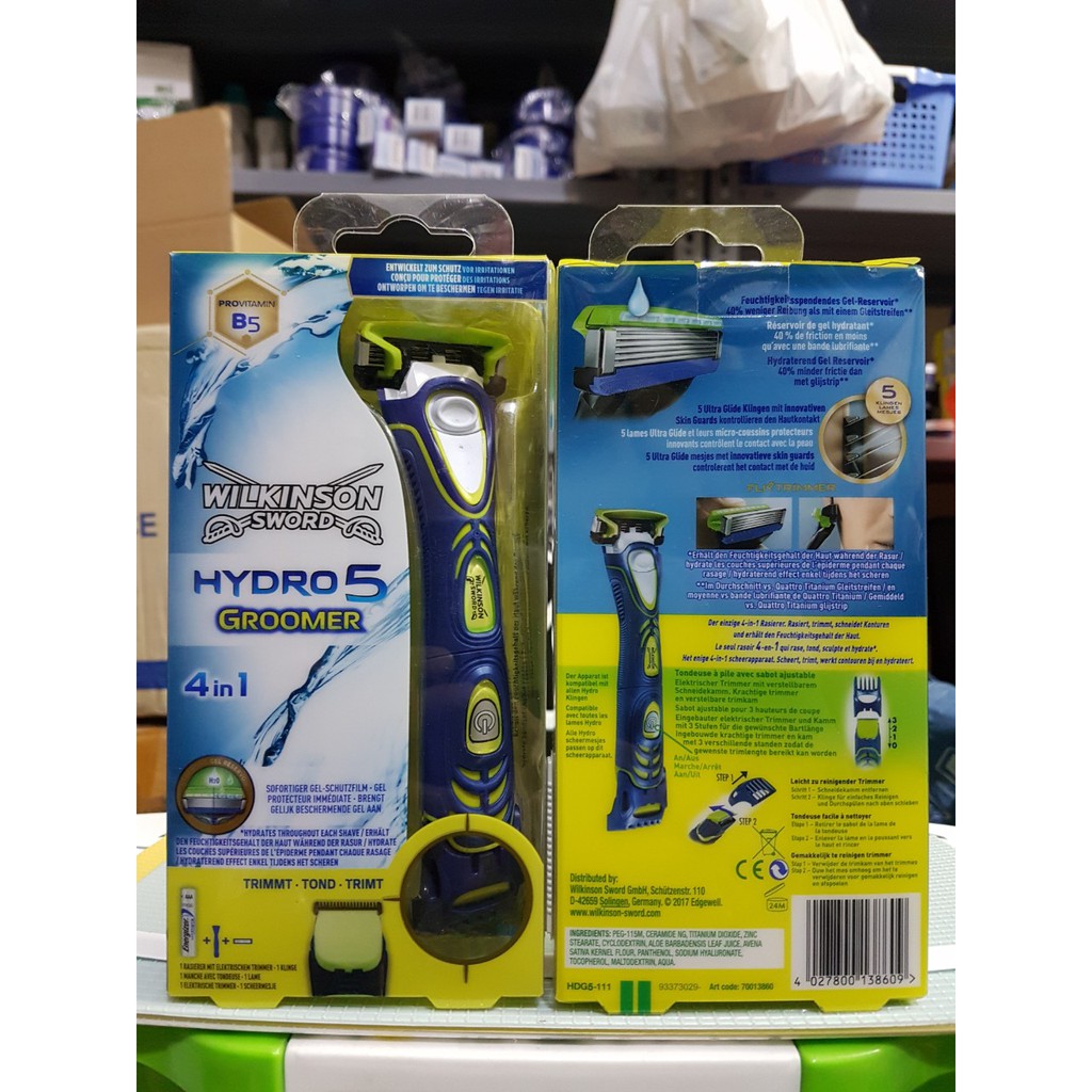 Bàn dao cạo râu kèm tông đơ chạy pin Wilkinson Hydro 5 Groomer của Đức