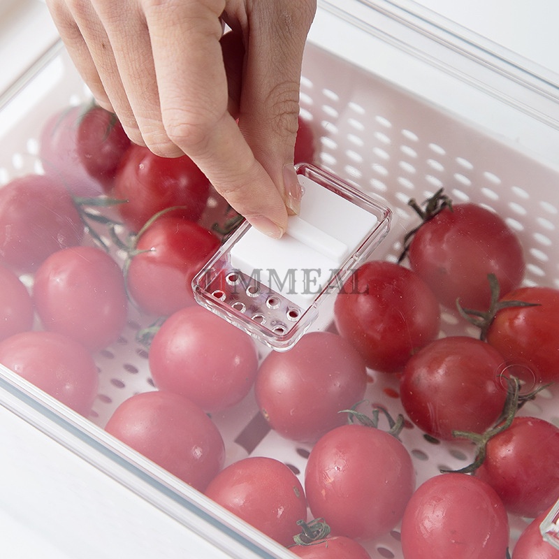 Hộp Nhựa Đựng Thực Phẩm Tủ Lạnh Chia Ngăn Thoát Nước Có Khóa Kín Tiện Dụng 4.5L Hộp Bảo Quản Thực Phẩm Trong Tủ Lạnh