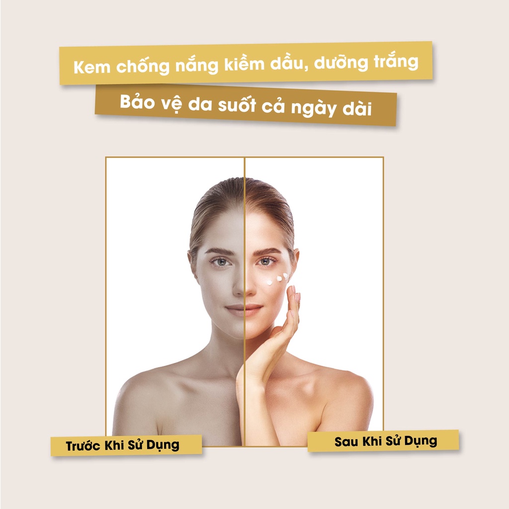 Kem chống nắng vàng SENNIO kềm dầu, dưỡng ẩm, làm trắng, không bít và rít da Sennio Daily Natural Cream SPF 50 PA+++