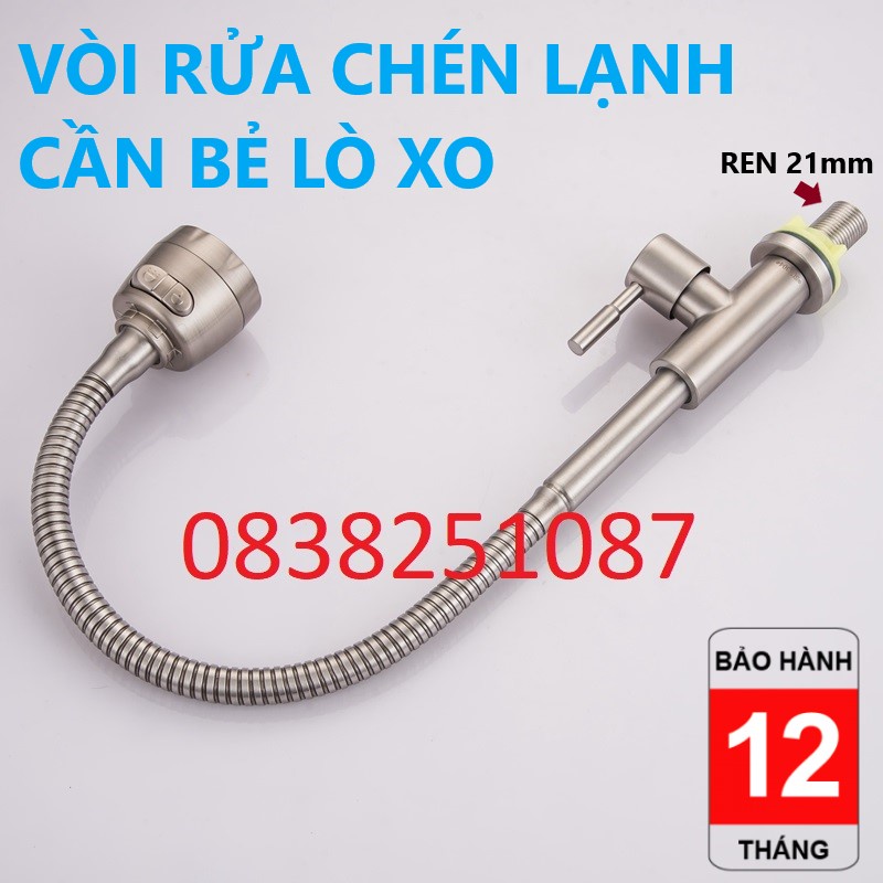 Vòi rửa chén bát LẠNH cần bẻ lò xo quay 360độ sử dụng cho 2 chậu inox 304