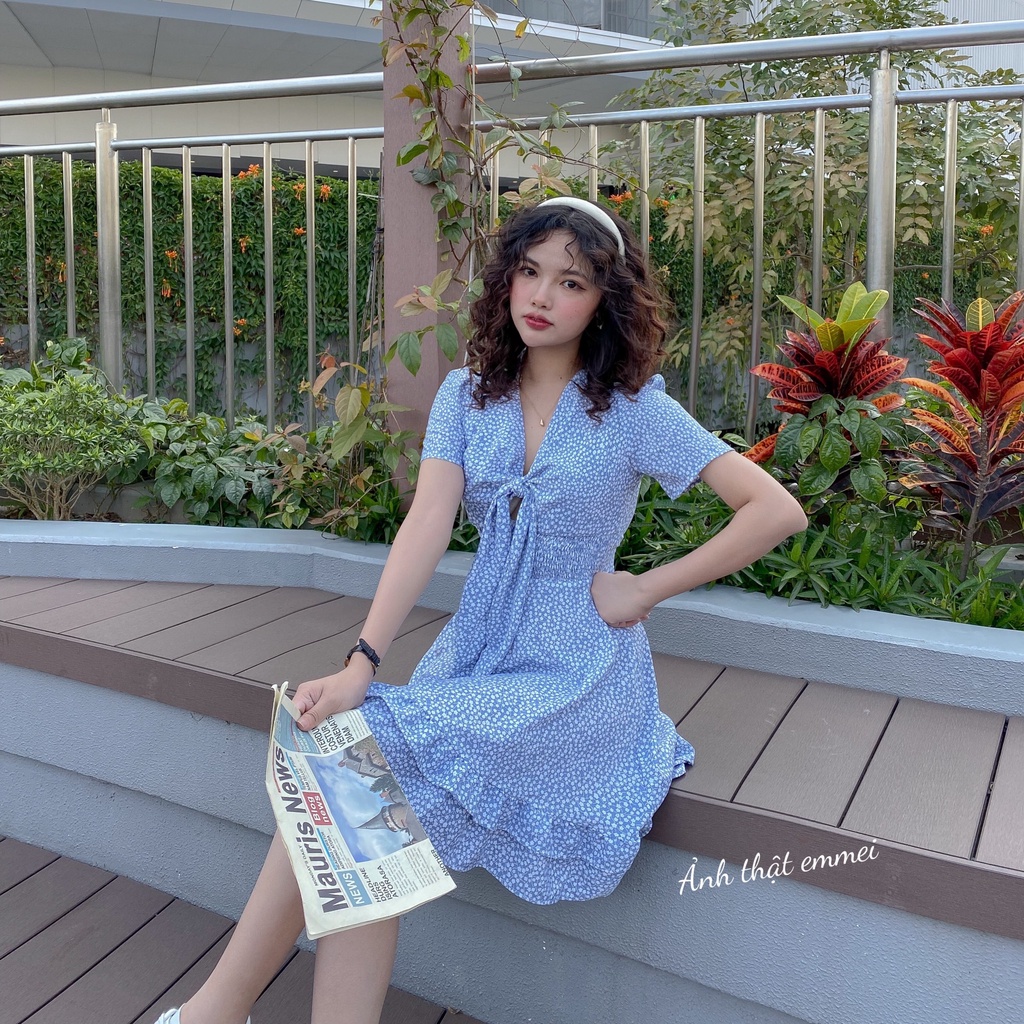 Đầm trắng tầng dáng xoẻ, váy thắt nơ bánh bèo tiểu thư emmei - v109 | BigBuy360 - bigbuy360.vn