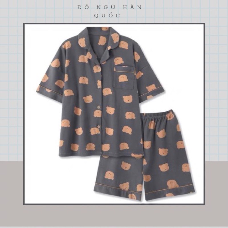 Đồ ngủ Hàn Quốc Pijama nữ, bộ đồ cộc tay họa tiết dễ thương , bộ mặc mùa hè thoáng mát