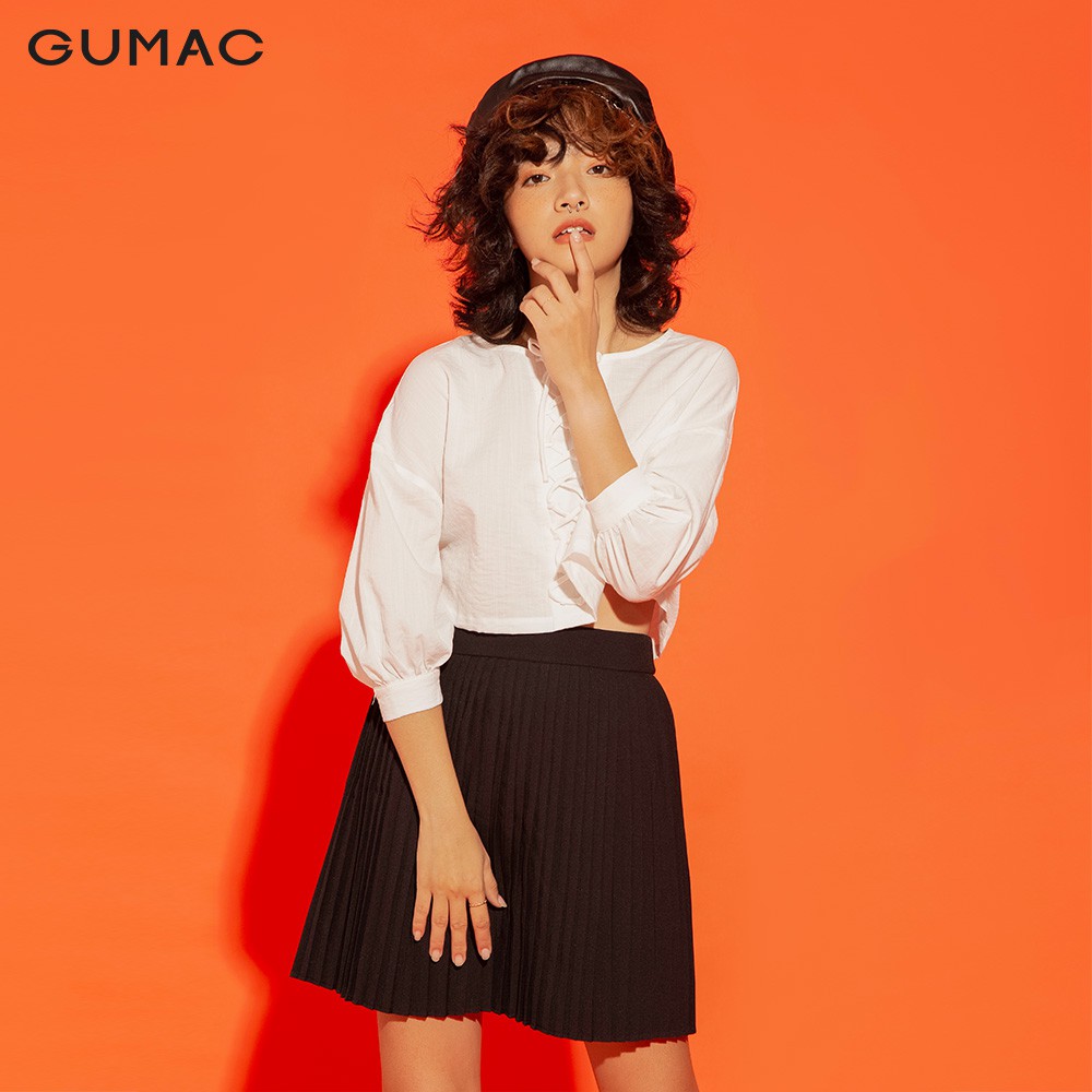 Chân Váy xòe nữ thiết kế dập ly dáng ngắn GUMAC màu đen đủ size, phong cách cá tính năng động VA1233