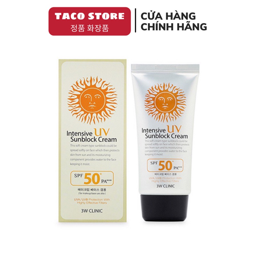 Kem Chống Nắng 3W Clinic Intensive UV Sunblock bảo vệ da SPF 50+ PA+++ 70ml Hàn Quốc