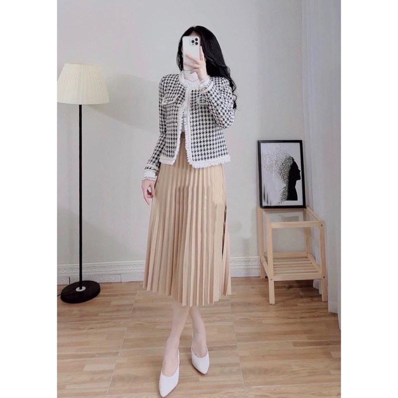 Áo Khoác Dạ Caro Ziczac Viền Ngọc Bèo Hàng 2 Lớp Có Ảnh Thật Kèm Video