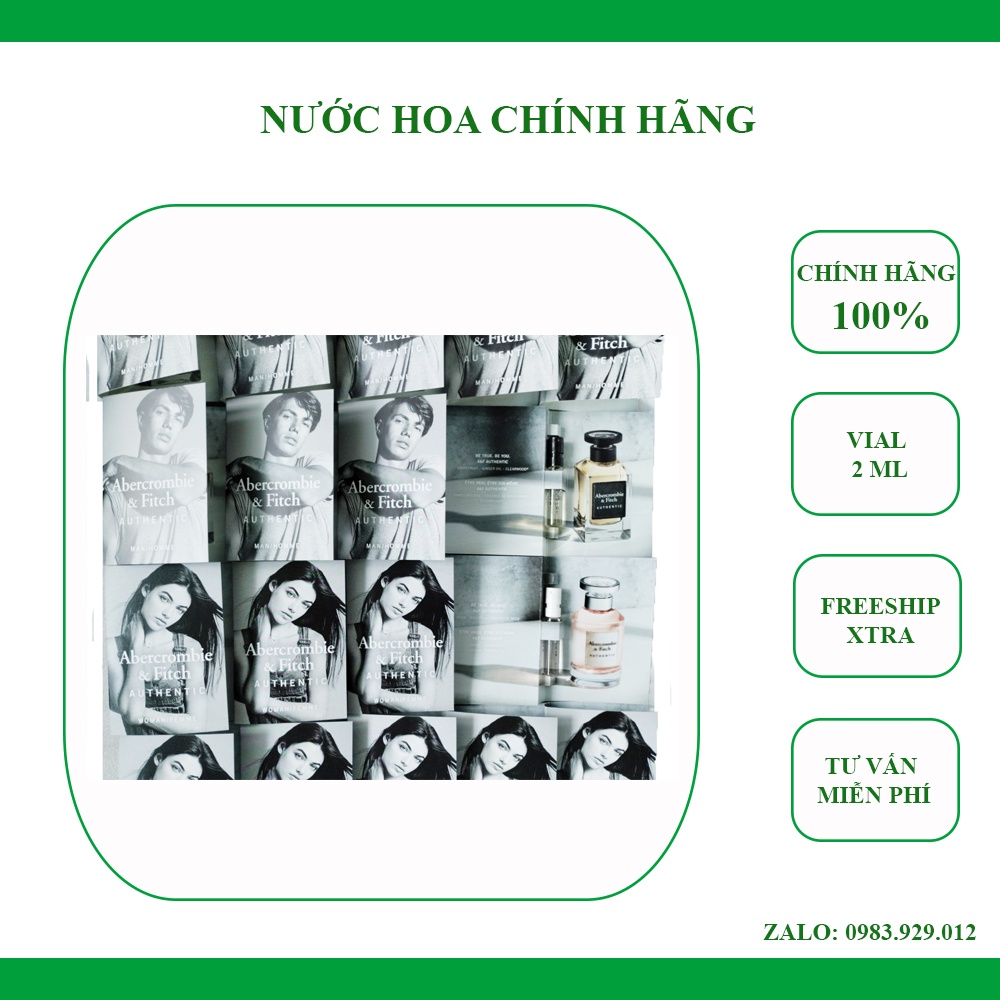 Mẫu thử Nước hoa Vial A&amp;F Abercrombie &amp; Fitch Authentic 2ml