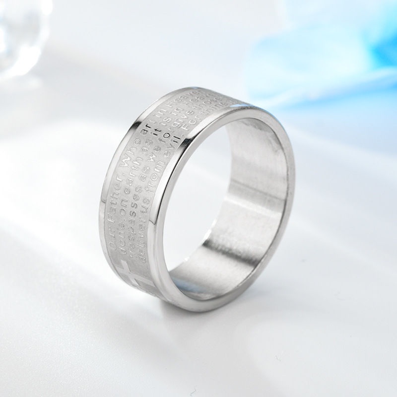 Nhẫn nam nữ tròn Unisex màu bạc Thời trang SAZ chất liệu Titan đẹp đơn giản - Nhẫn Cross