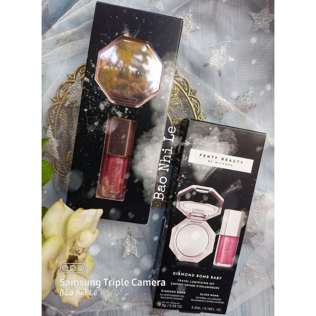 [CÓ SẴN] Set phấn bắt sáng và son bóng Fenty Beauty Diamond Bomb Baby mini | BigBuy360 - bigbuy360.vn