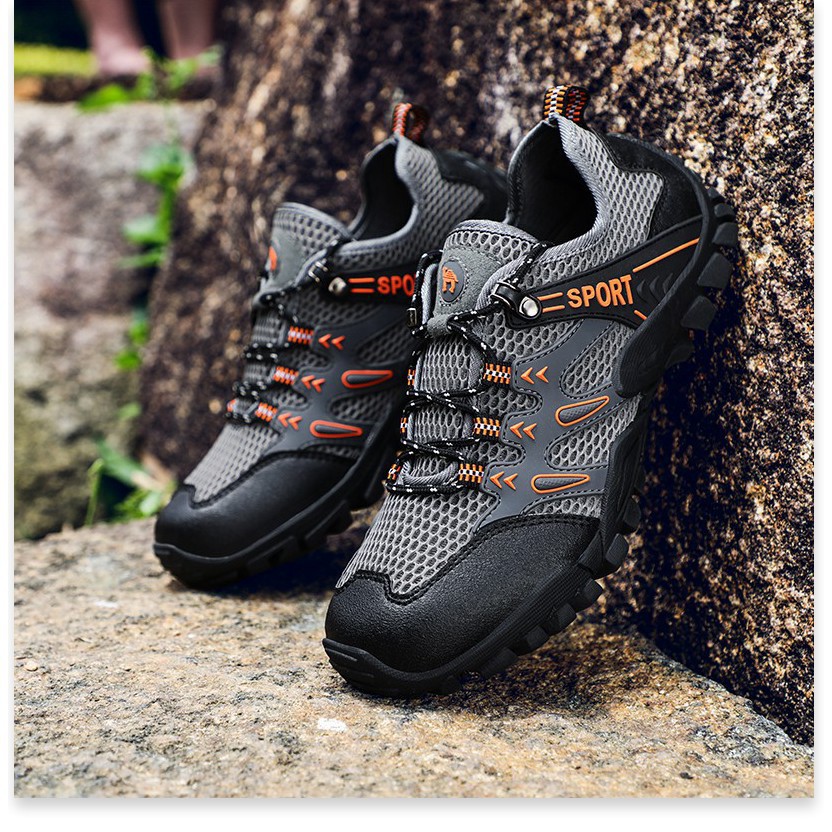 HÀNG NHẬP KHẨU -  [XẢ KHO] Giày thể thao bằng da phối lưới không trơn trượt để đi bộ leo núi chất lượng cao cho nam -Z21
