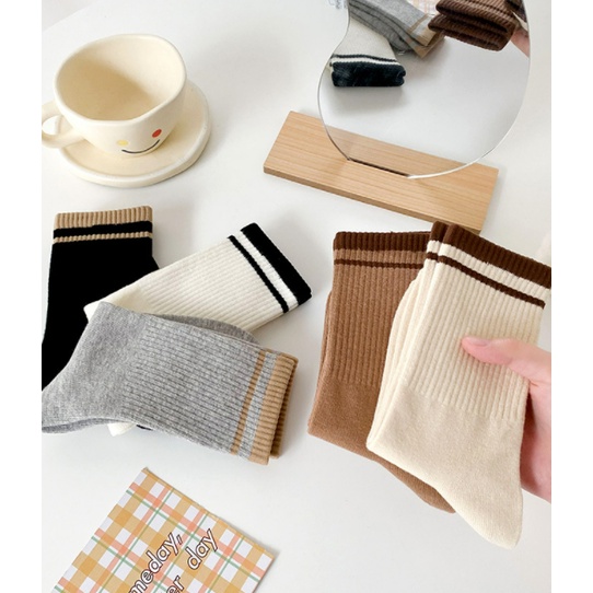Tất cổ cao, vớ cổ cao nam nữ hoạ tiết trơn Vintage nhiều màu thời trang Hàn Quốc TC04 - VHT SHOP