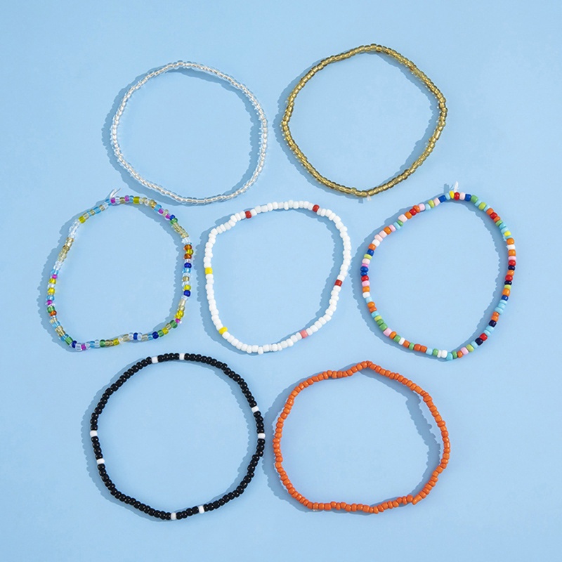 Set 7 Lắc Chân Nhiều Màu Sắc Phong Cách Boho Âu Mỹ Thời Trang Đi Biển