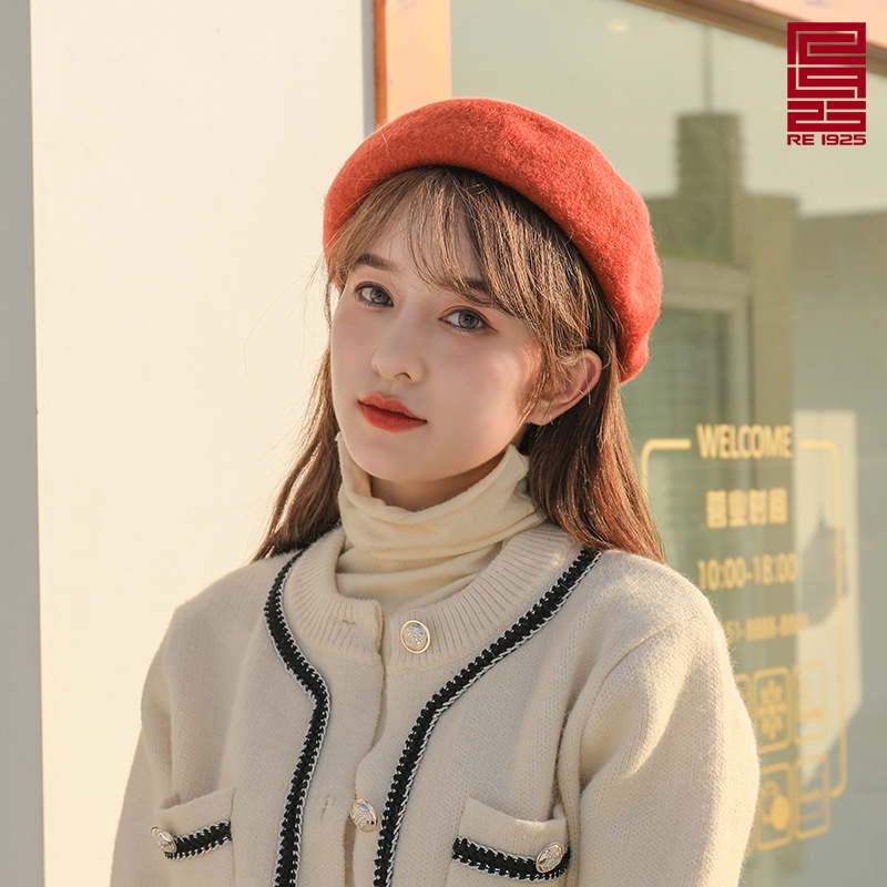 Mũ nồi - nón beret nữ dạ họa tiết caro phong cách Ulzzang Hàn Quốc Re1925 Studio BR06