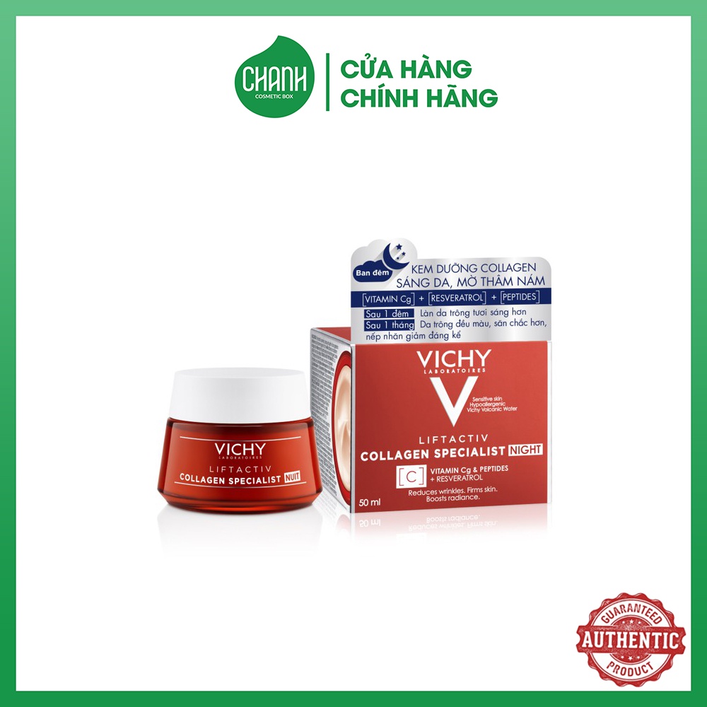 Vichy kem dưỡng giúp sáng da, mờ thâm nám ban đêm Liftactiv Collagen Specialist Night 50ml