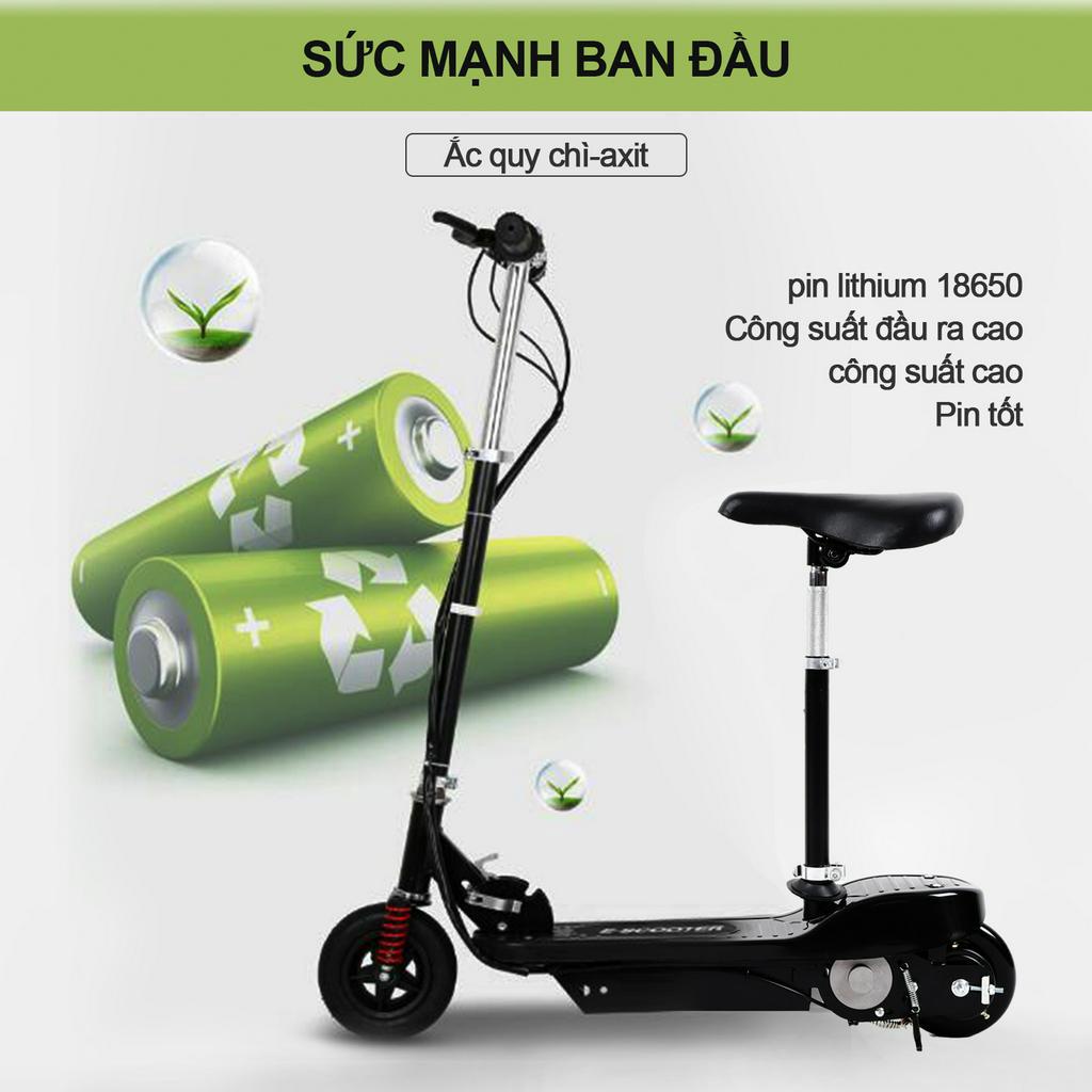 Xe điện mini   bản cao cấp gấp gọn E- SCOOTER  Bộ  sạc xe điện  cơ 120W,  pin 4.5AH / 24V, tải trọng 80kg, tặng kèm giỏ đồ