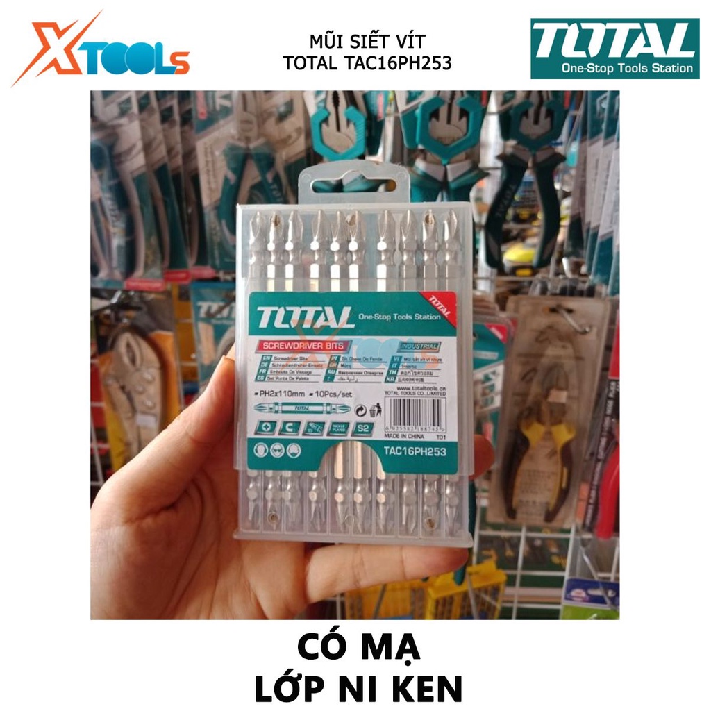 Mũi siết vít bake 2 đầu TOTAL TAC16PH253 | bộ 10 mũi siết vít bake  [CHÍNH HÃNG] [XTOOLs]