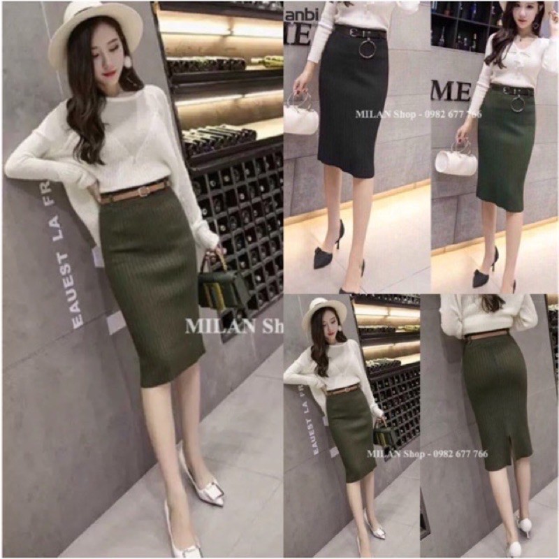 Chân váy len đũa trơn NGẮN-LỠ-DÀI quốc dân L1