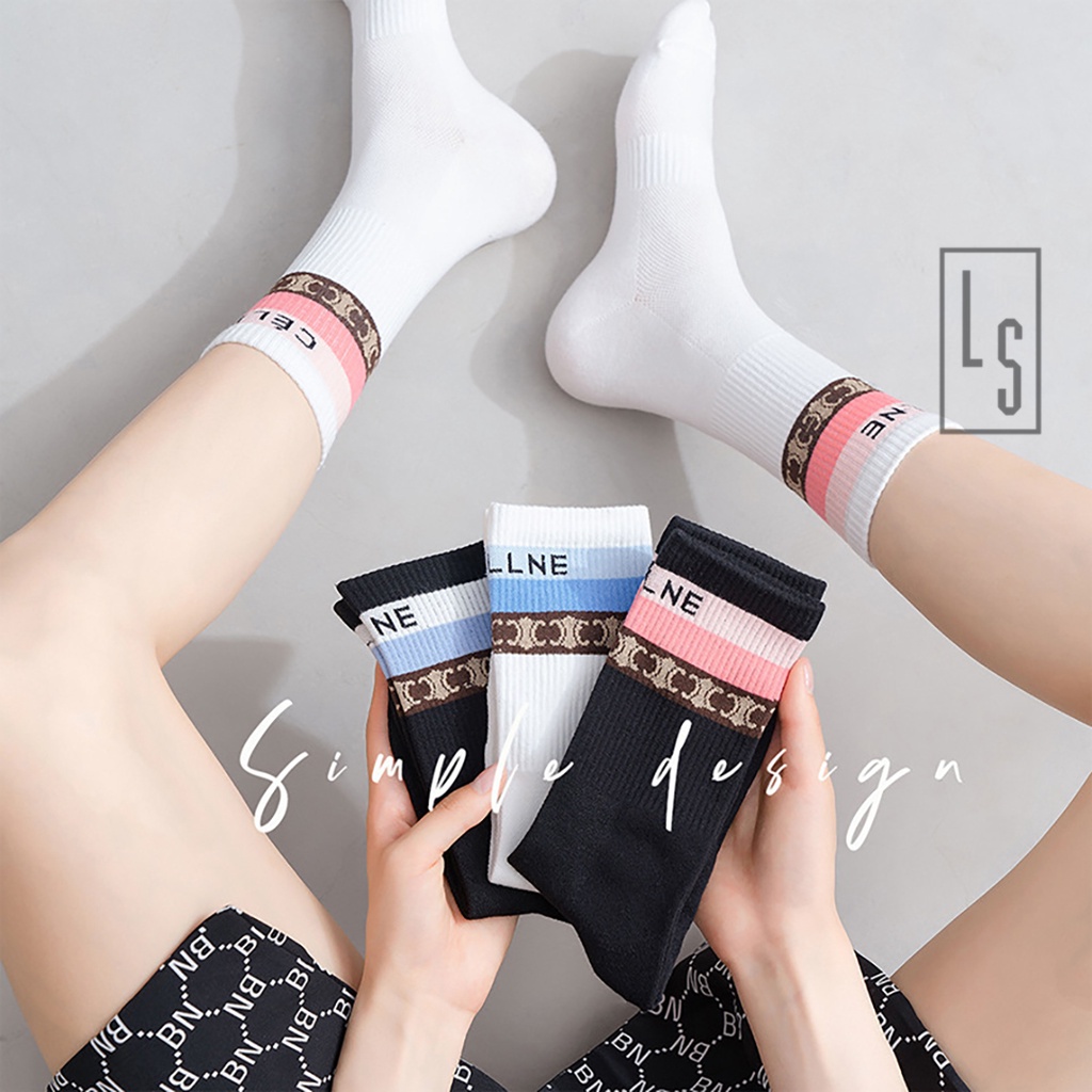 Vớ Cao Cổ Cổ Sọc Cao Cấp - Tất Cao Cổ  Phối Màu