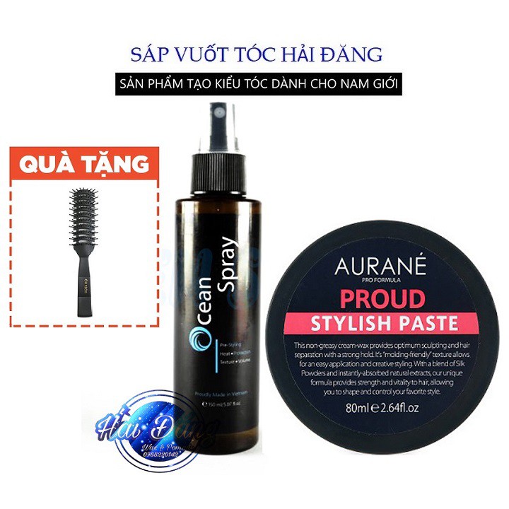 [CHÍNH HÃNG-TẶNG LƯỢC] COMBO Sáp vuốt tóc Aurane Proud Stylish Paste  + Xịt tạo phồng Ocean Spray 120ml