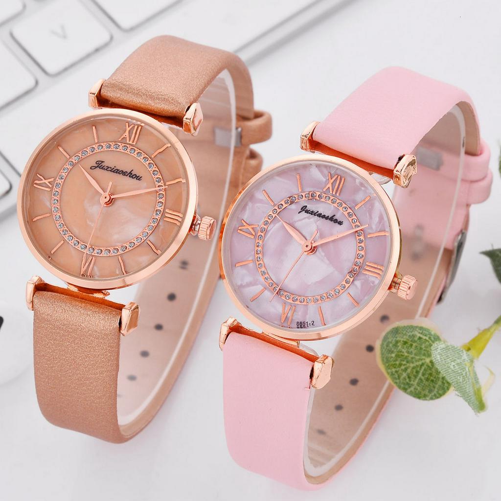 Đồng Hồ Nữ Dây Da Mặt Đá Hoa Cương Thời Trang