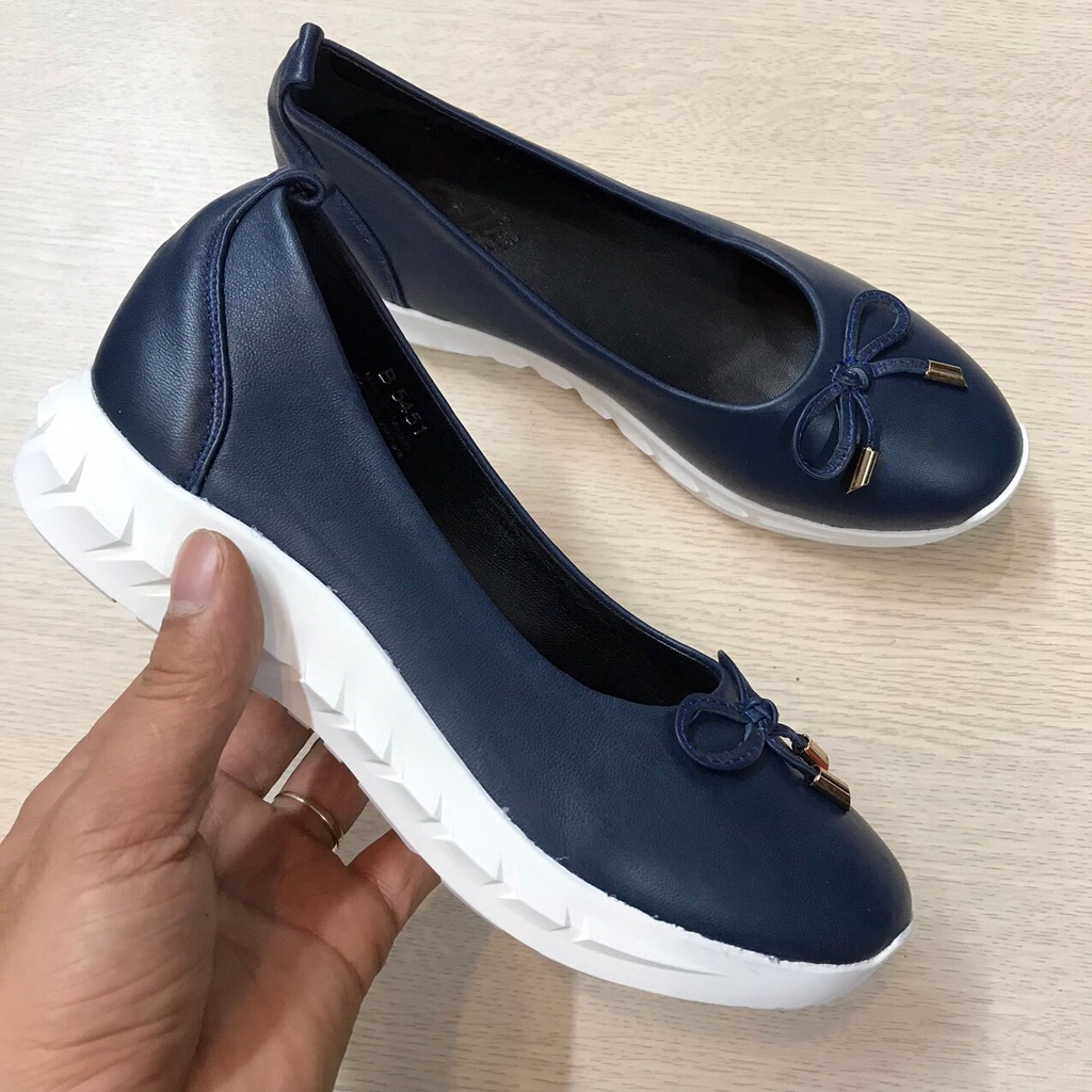 Giầy Bệt Nữ Da Thật Đế Cao 3cm Giầy Búp Bê Nữ