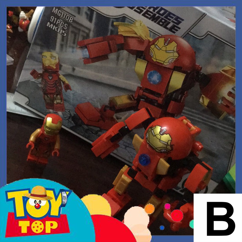 [Một con] Xếp hình ghép robot mech Marvel mini Spider man, Iron man , Hulk , Thanos MG110