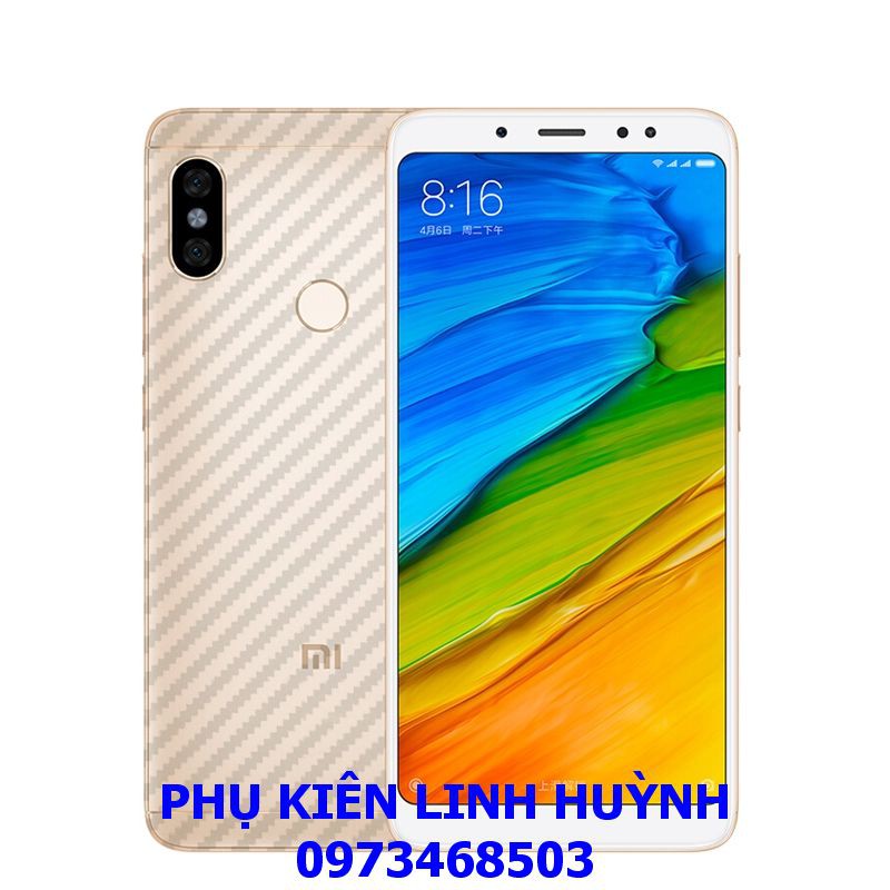 Miếng dán Carbon cho Xiaomi Redmi Note 5/Note 5 Pro_Miếng dán carbon mặt sau (không gồm cạnh máy) Bộ 3 miếng