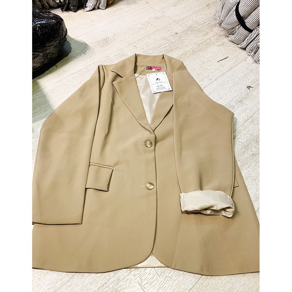 Áo blazer khoác thu đông nữ 2 lớp kẻ đen be , Áo vest nữ hàng VNXK sống chất