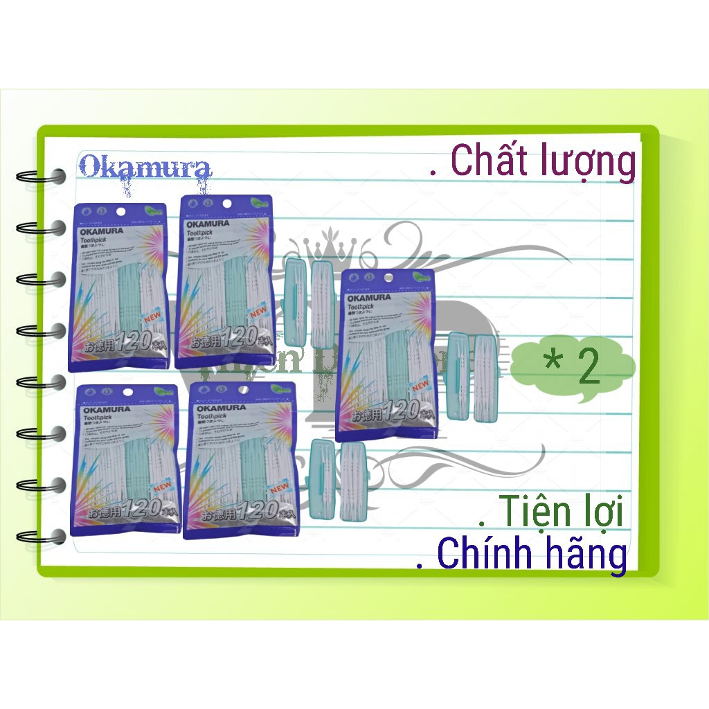 Okamura combo 10 Gói Tăm Nhựa cao cấp Okamura Nhật Bản (gói 120 cây)