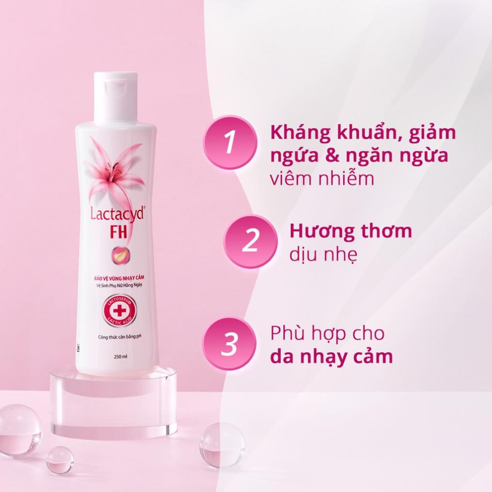 Dung dịch vệ sinh Lactacyd FH – Kháng khuẩn và giảm viêm ngứa âm đạo (chai 250ml)