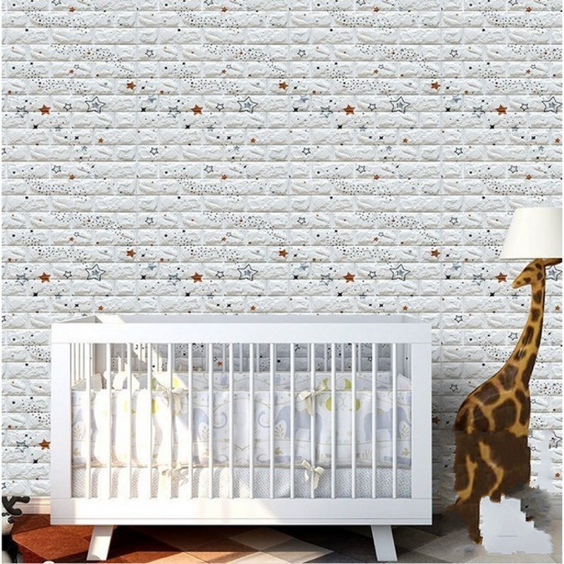 Miếng dán tường trang trí phòng khách/phông nền TV tự dính ba chiều 3D DIY