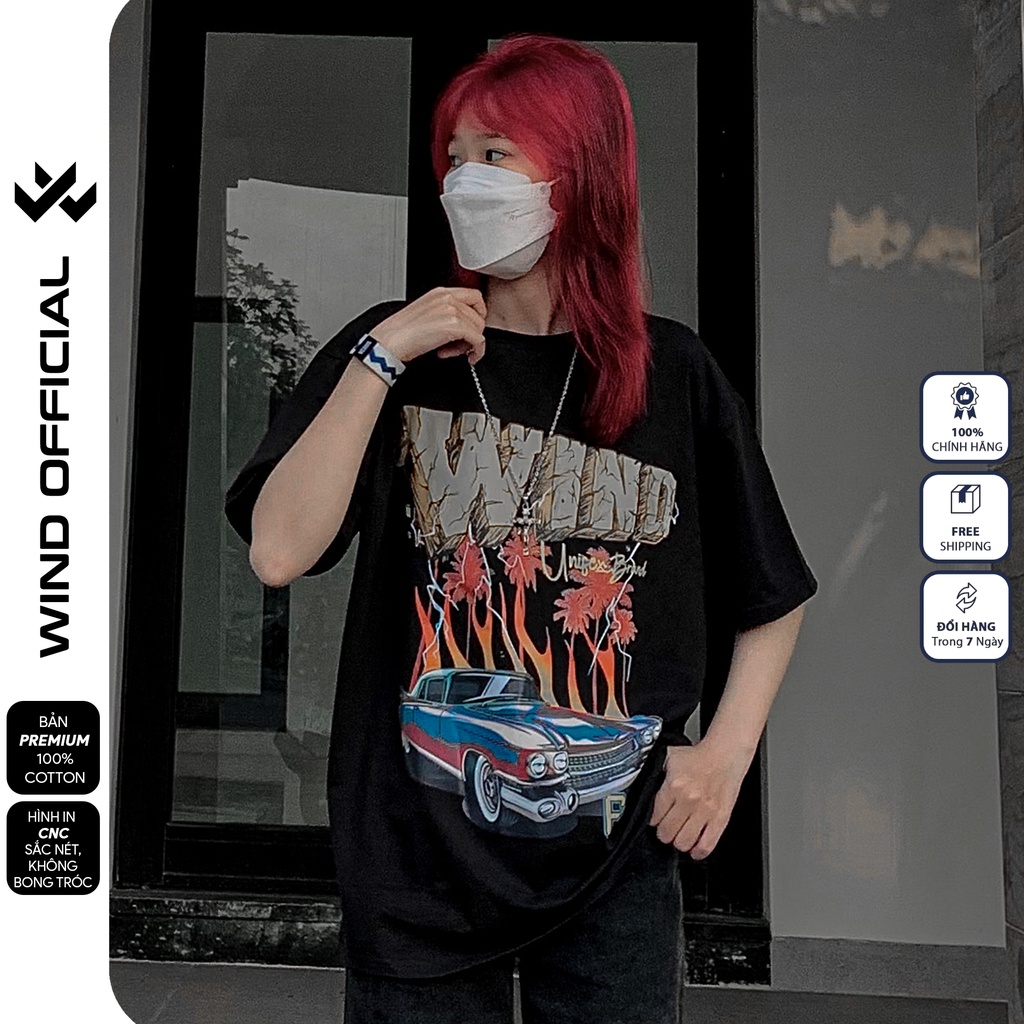 Áo thun tay lỡ form rộng WIND phông unisex 65% cotton Xe Đua thời trang nam nữ oversize