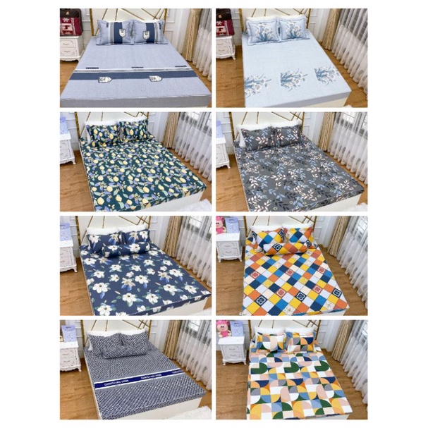 Bộ ga gối chun trần Hàn Quốc chất vải cotton hàn mềm mát thấm hút tốt tiện dụng