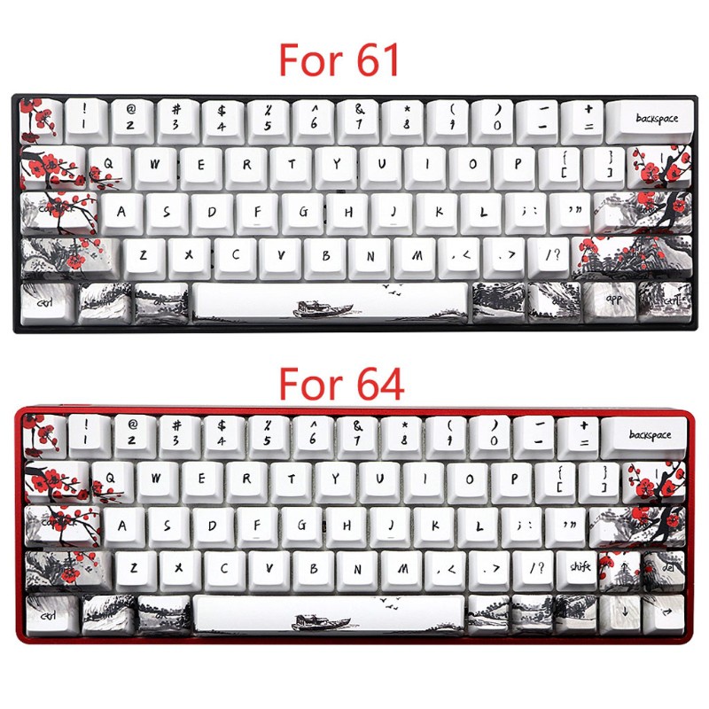 Nút Bàn Phím Cơ 71 Phím Họa Tiết Hoa Anh Đào Cho Gh60 Xd64 Dz60 Gk61 Gk64