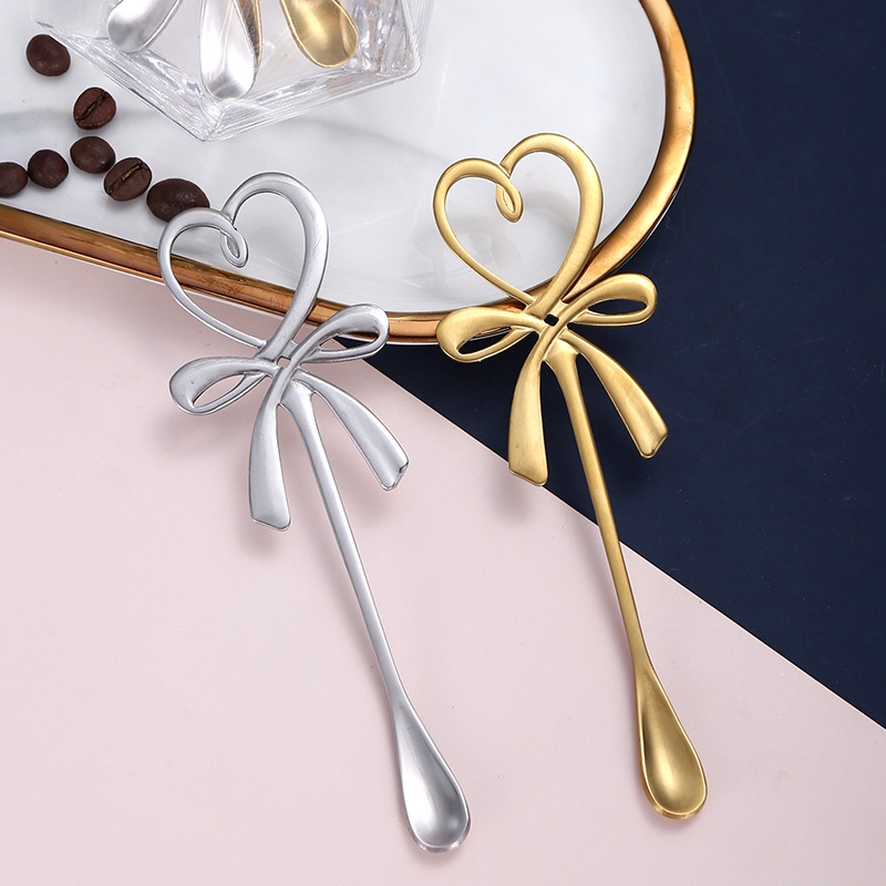 Muỗng Cà Phê Bằng Thép Không Gỉ 304 Hình Nơ Ba Chiều