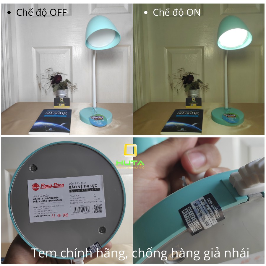 Đèn Học Để Bàn Chống Cận RẠNG ĐÔNG RD-RL-38 LED 6W, Dành Cho Học Sinh, Bóng LED Tiết Kiệm Điện - HUTA