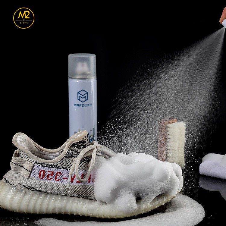 Bộ chai xịt tạo bọt vệ sinh giày và bàn chải cao cấp 300ml MAPOWER chính hãng VSG14