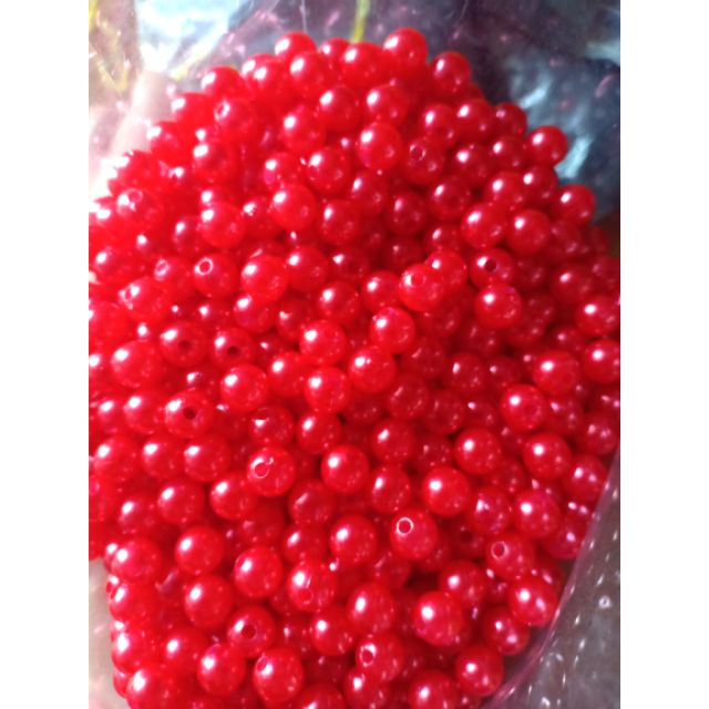 Hạt cườm đỏ 8mm (100gr)