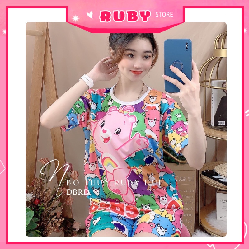 Set bộ Gấu Hồng Unisex Nam Nữ FULL SIZE Dưới 70KG ❤ Đồ bộ mặc nhà mẹ và bé ❤ DBRBD