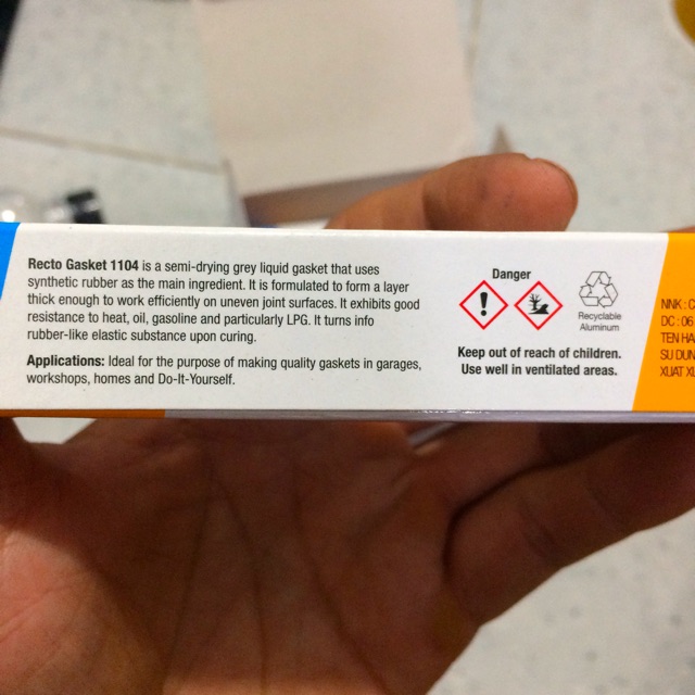 Keo Dán Ron Máy Xe Máy RECTO GASKET 1104 Tuýp 30 Gram - Made in Malaysia