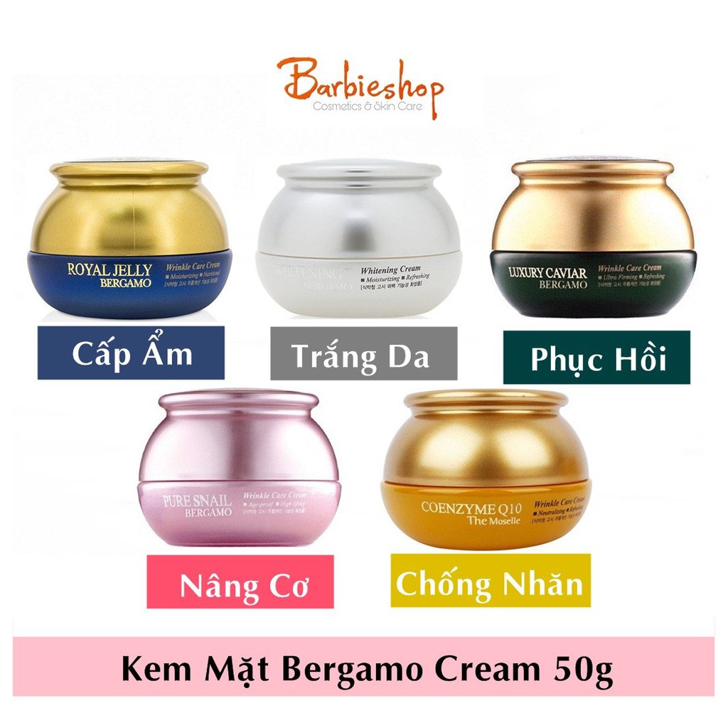 Kem Mặt BERGAMO 50ML Trắng Da ( Trắng + Vàng + Hồng + Xanh Lá + Xanh Dương )