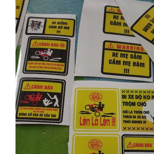 Tem Cảnh Báo Dán xe, mũ , dán trang trí