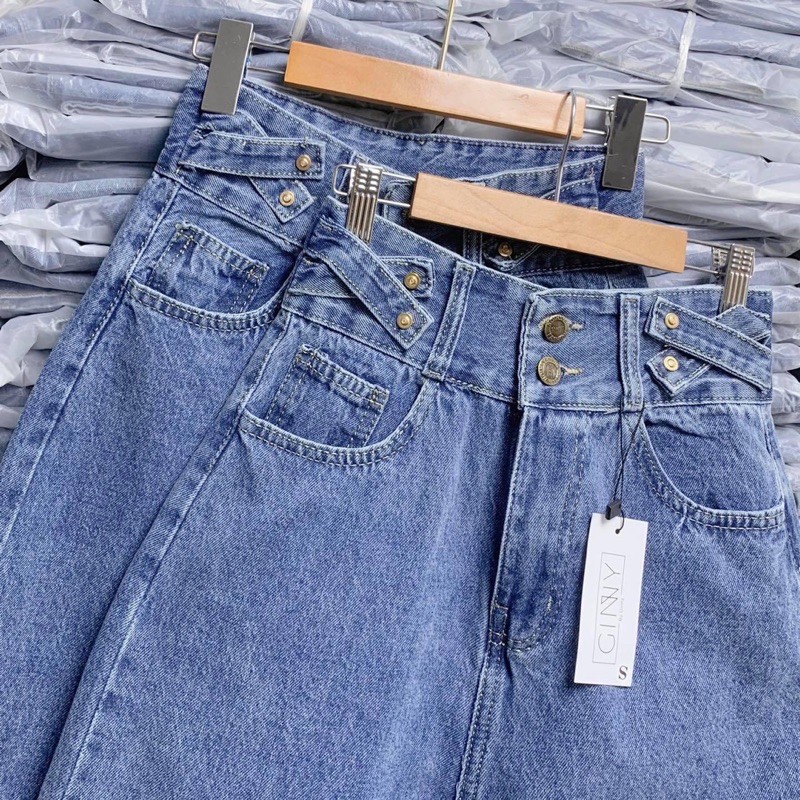 Quần Baggy Jean Nữ Hack Dáng KHA-026| Quần Jean Cạp Cao | Vải Jean Wash Xịn