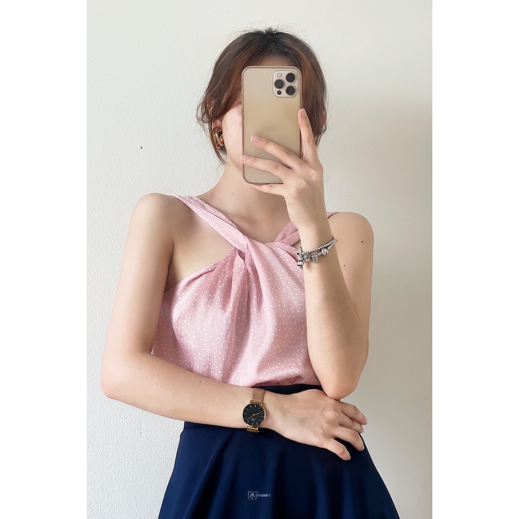 Áo yếm chấm bi xinh xắn vải lụa Lacy Harriet