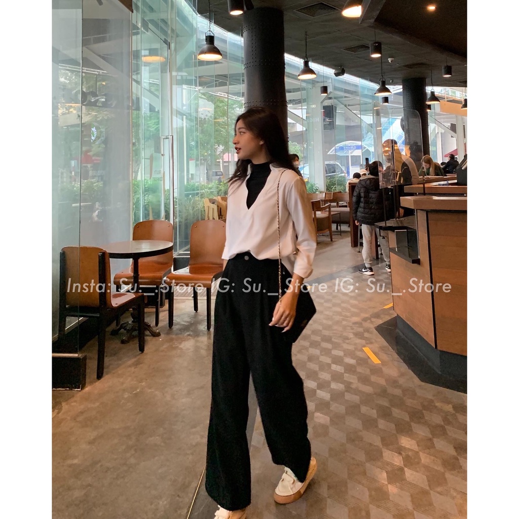 Áo sơ mi trơn cổ pha màu A2204 SUSTORE